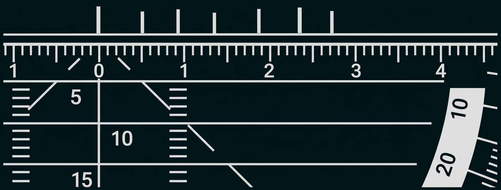 Skala mit Millimeter- und Zentimeter-Markierungen sowie vergrößertem Ausschnitt.